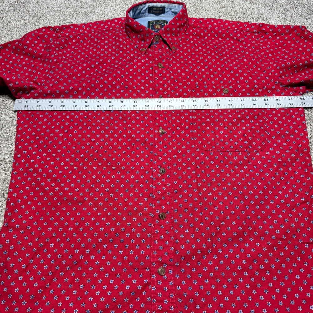 Chaps Ralph Lauren Long Sleeve Button Down Star Print Red Blue Men M VTG Western - Picture 8 of 9
